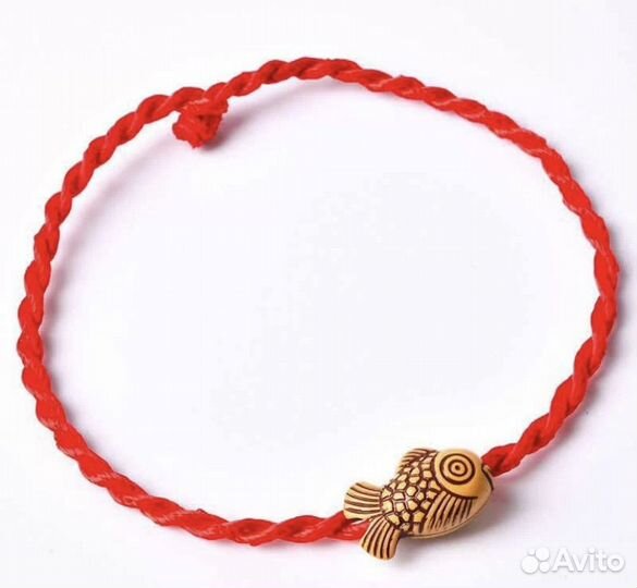 Браслет красная нить, рыбка, новый