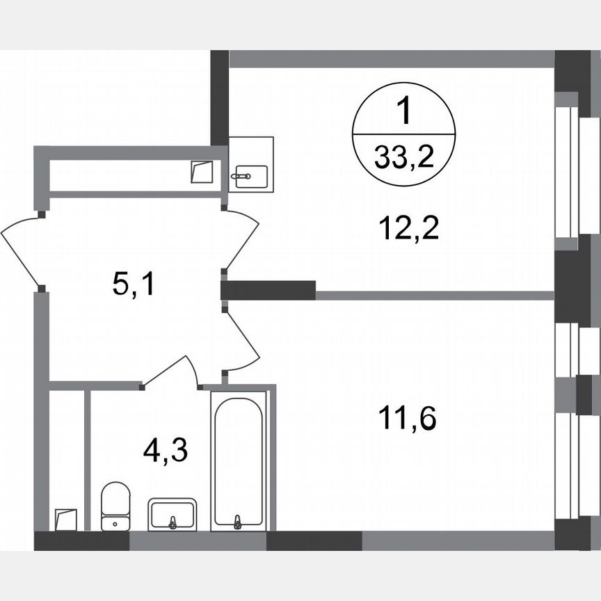 1-к. квартира, 33,2 м², 14/20 эт.