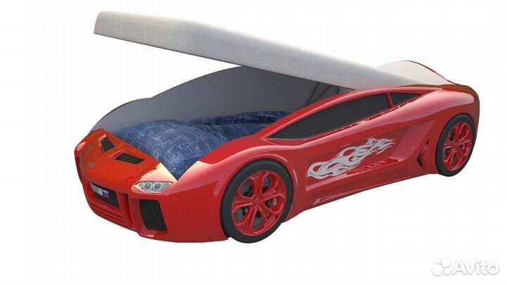 Кровать-машина Ламба Next Красная с пм, с подсветк