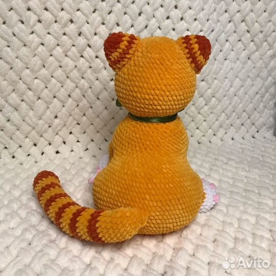 Кот Плюшевый вязаный мягкий кот. Вязаные игрушки