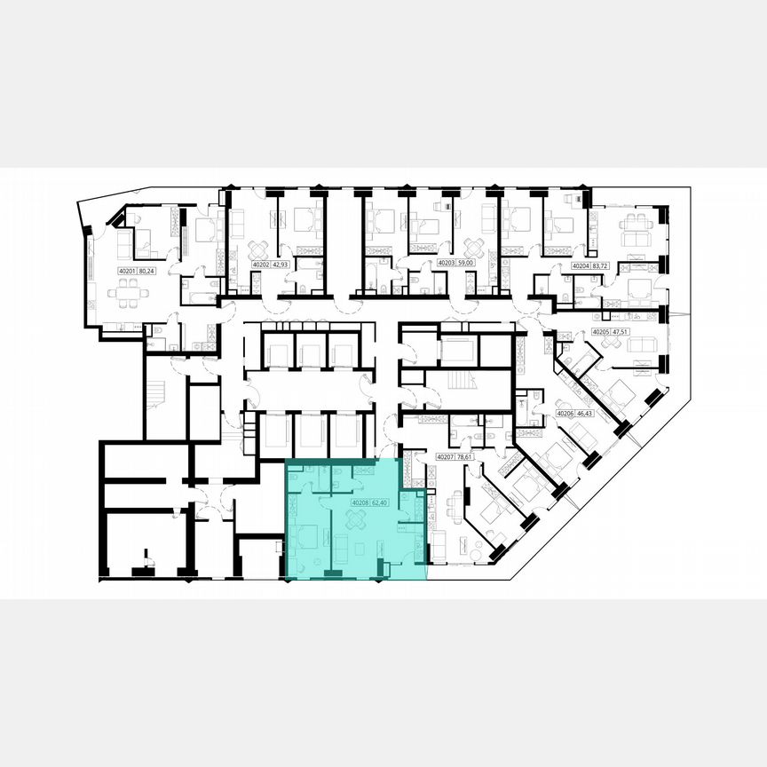 1-к. квартира, 62,3 м², 2/46 эт.