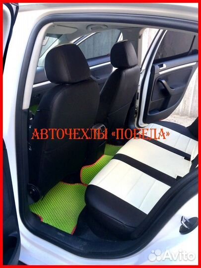 Чехлы Volkswagen Jetta 5 из экокожи чёрно-белые