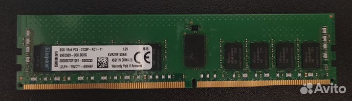 Kingston 8 гб DDR4 2133 мгц dimm CL15 kvr21r15s4/8