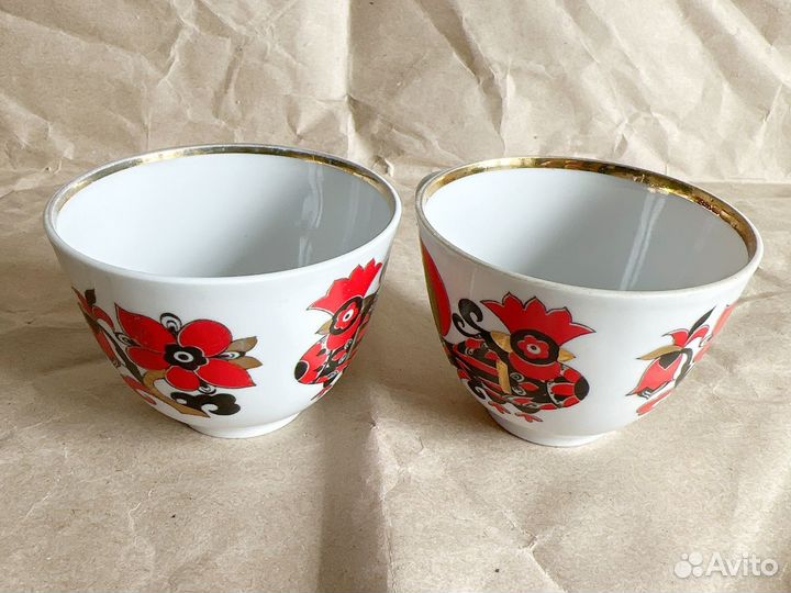 Чашка Лфз СССР Красные петушки