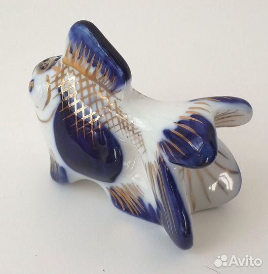Статуэтка-солонка гжель Рыбка золотая