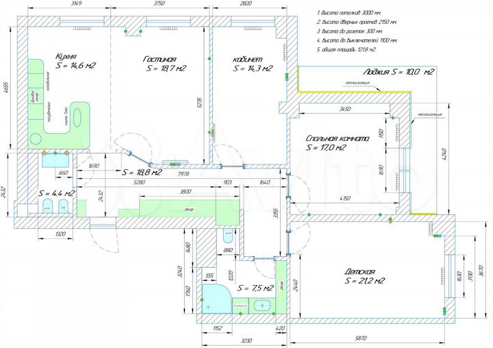 4-к. квартира, 121,8 м², 9/16 эт.