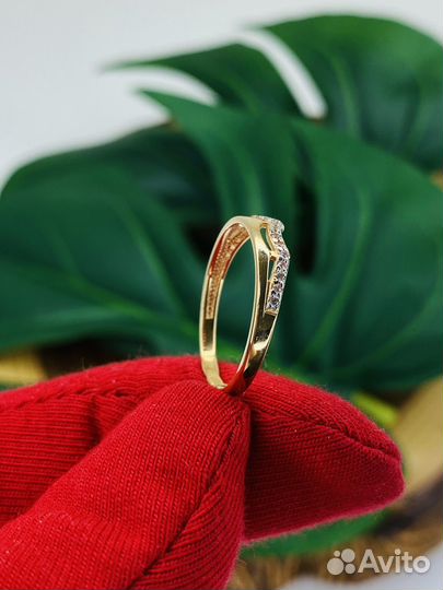 Золотое кольцо корона фианиты россыпь 585