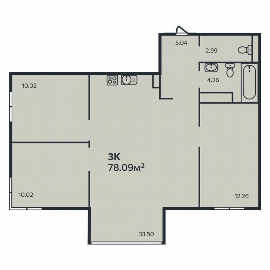 3-к. квартира, 78,1 м², 5/9 эт.