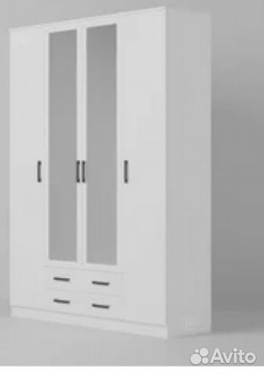 Шкаф распашной четырехдверный Квадро с зеркалом