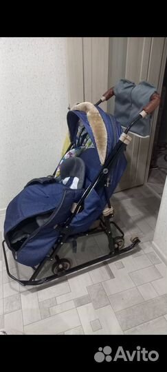 Детские санки коляска с колесами