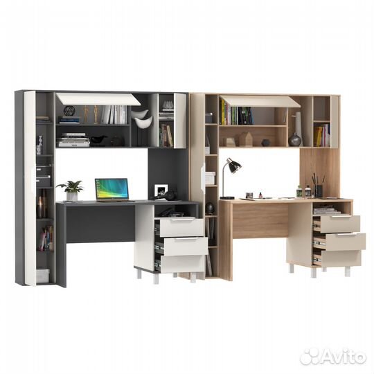 Два стола Mobi Комфорт 12.95N, дуб сонома/сатин/серый/белый премиум, 324х60,3х180 см, не ун.сб