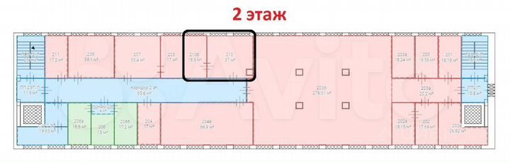 Офис, 2 кабинета 2 этаж, 55.3 м²