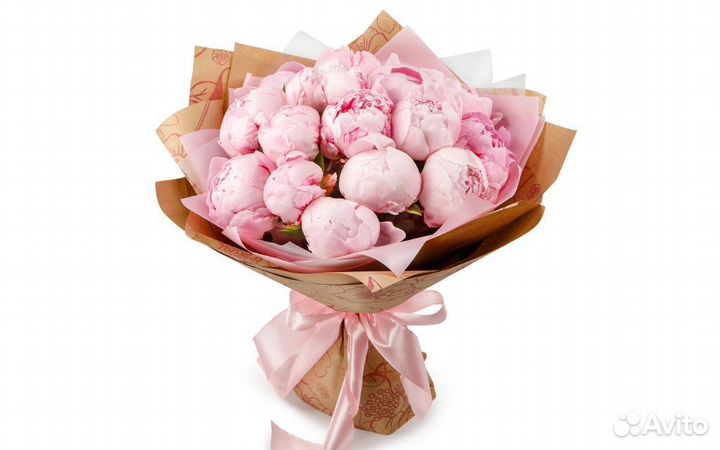 Букет из пионов Сара Бернард 9/ 15/ 25/ 33/ 51 шт