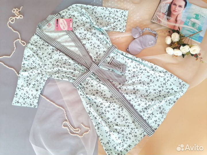 Новая пижама с бриджами и халатом женская 42-44