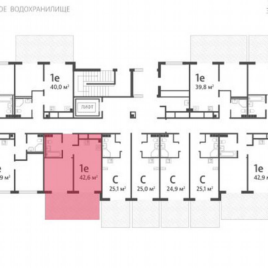 1-к. квартира, 42,6 м², 1/4 эт.