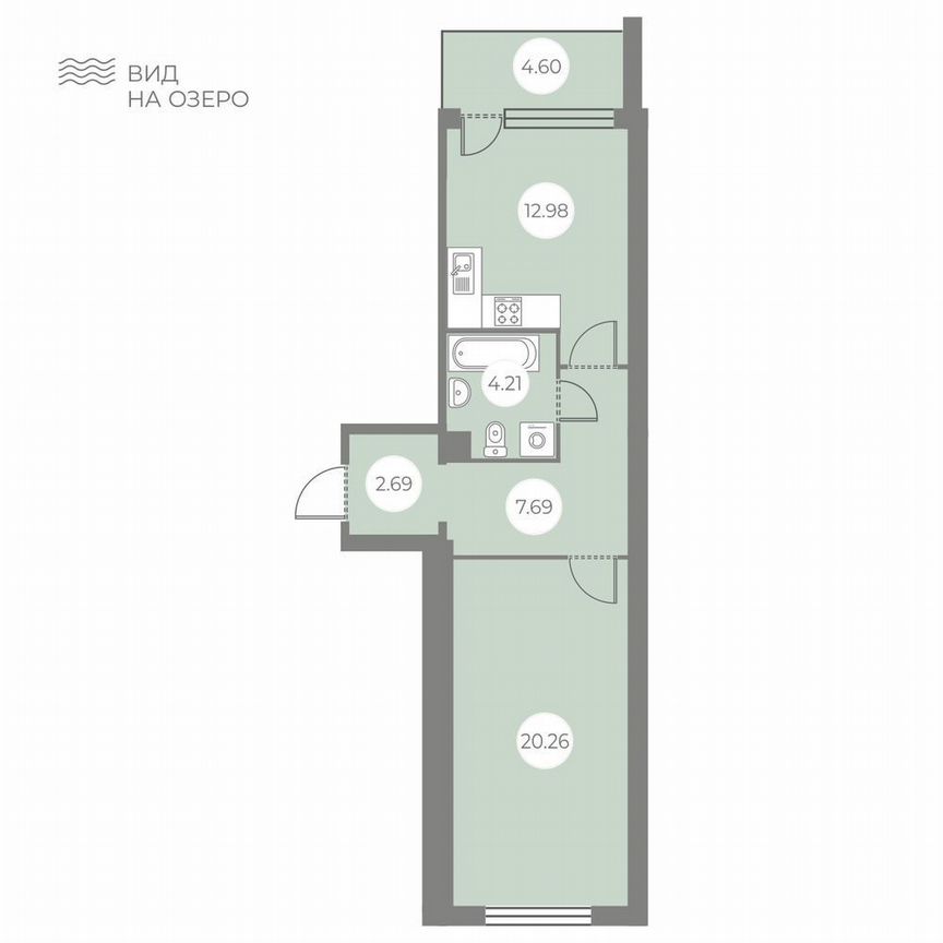 1-к. квартира, 50,1 м², 1/7 эт.