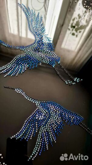Картина с кристаллами Swarovski Журавли