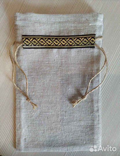 Льняные эко-мешочки с джутовыми завязками