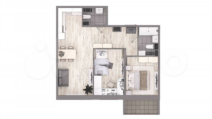 2-к. квартира, 55,3 м², 6/8 эт.