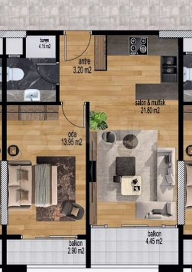 1-к. квартира, 67,9 м² (Турция)