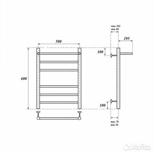 Полотенцесушитель водяной Point PN10156P П5 500x60