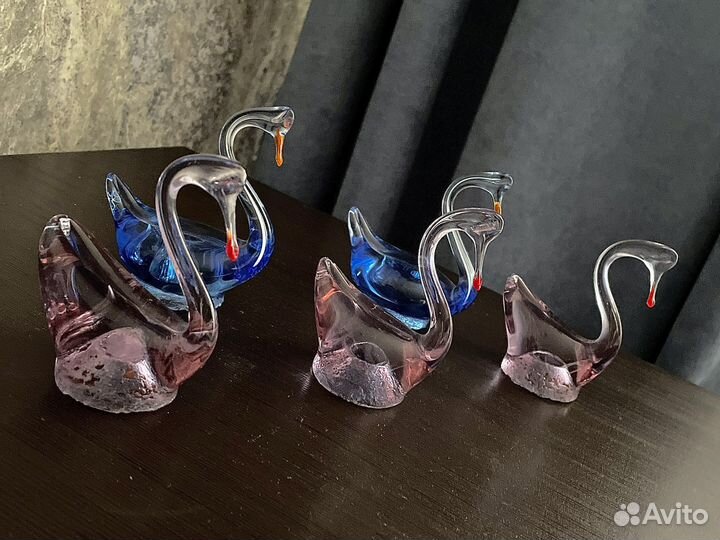 Хрустальный гуси лебеди 5 штук коллекционирование