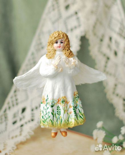 Ватная елочная игрушка Ангел