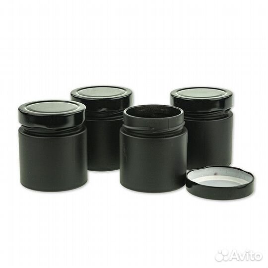 4 шт. Баночка для свечей 200 мл. (D66, черная) с к