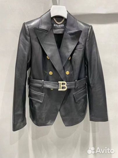 Кожаный пиджак Balmain