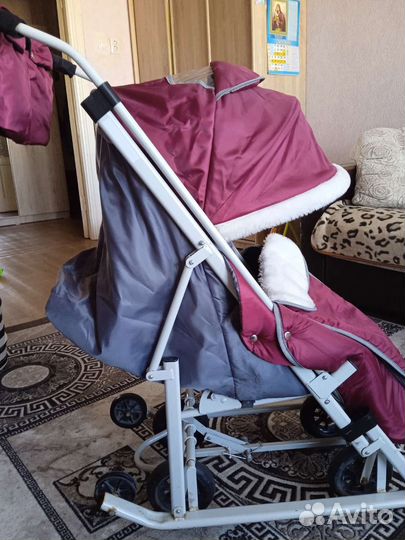 Детские санки коляска с колесами