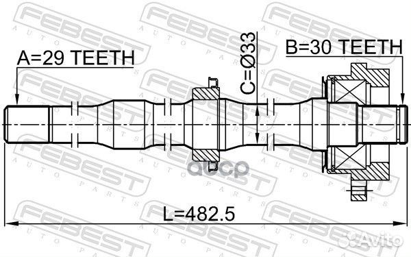 Полуось правая29X484X30 Nissan Murano 02-07