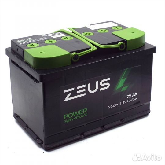 Аккумулятор zeus power 75 Ач п.п. Газель