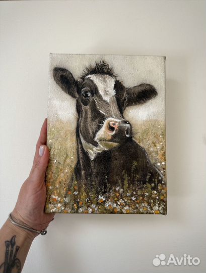 Картина корова маслом на холсте