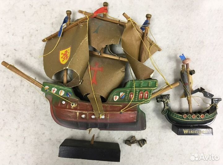 Макет Кораблей, керамика, дерево, картон, 2 шт. (с