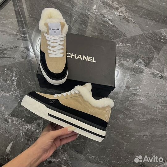 Кеды Chanel Бежевые Зимние