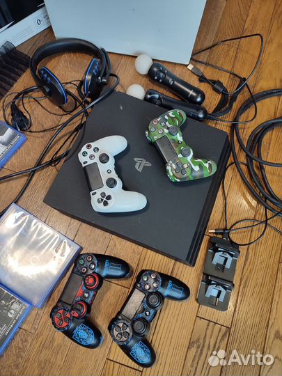 Playstation 4 pro + PS VR + PS move + 4 геймпада