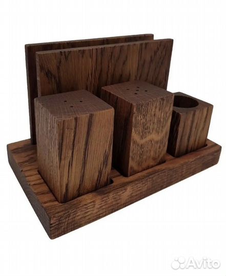 Набор для специй, натуральный дуб