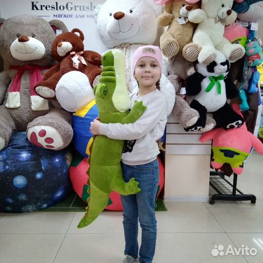 Мягкая игрушка подушка Крокодил зеленый