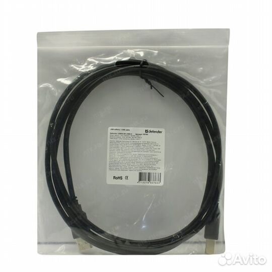 Кабель USB - USB B Defender USB04-06, 1.8м, круглы
