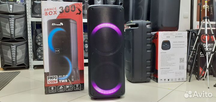 Клубная мега бас колонка Eltronic 1200w 2микрофона