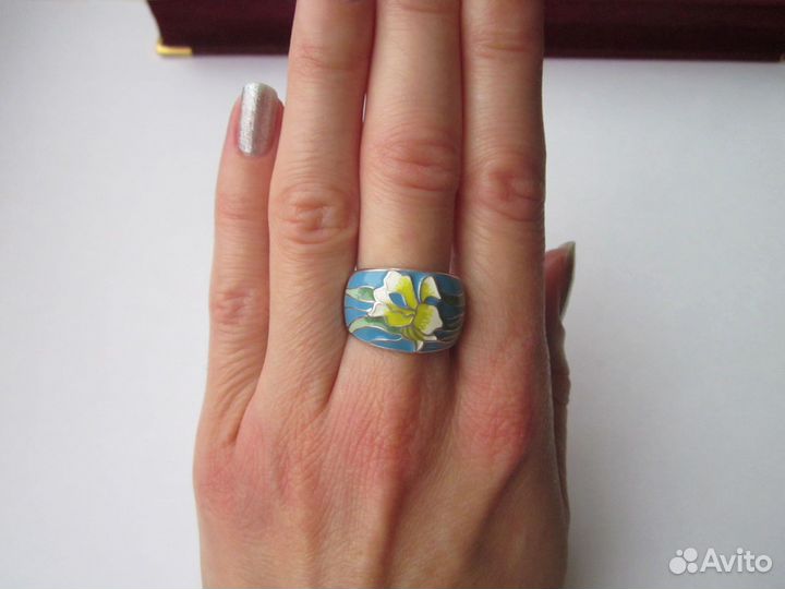 Серебряное Кольцо Ирис Эмаль