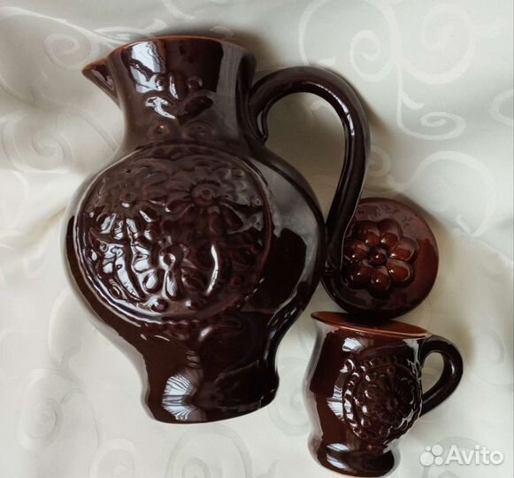 Керамический кувшин СССР с чашкой