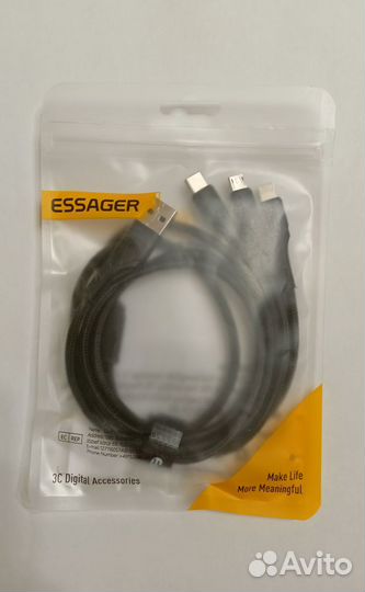 Зарядный кабель Essager 3 в 1, универсальный, 1.2