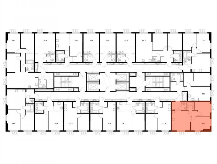 2-к. квартира, 48,5 м², 23/25 эт.