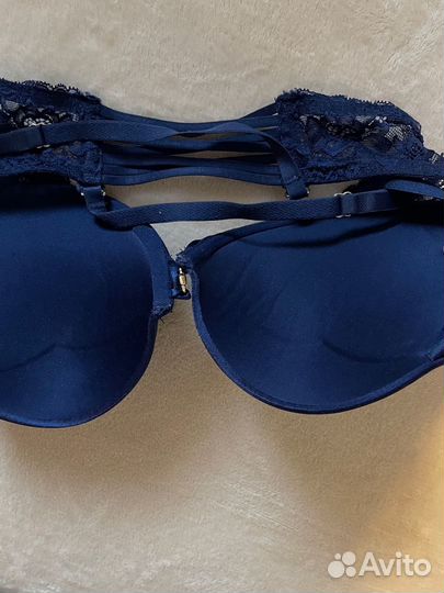 Бюстгальтер супер пуш ап +2 размера синий 70 c