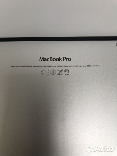 Apple MacBook pro 15, core i7, a1398