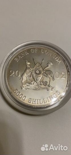 Монета серебро Уганда 2002 г, BIG five