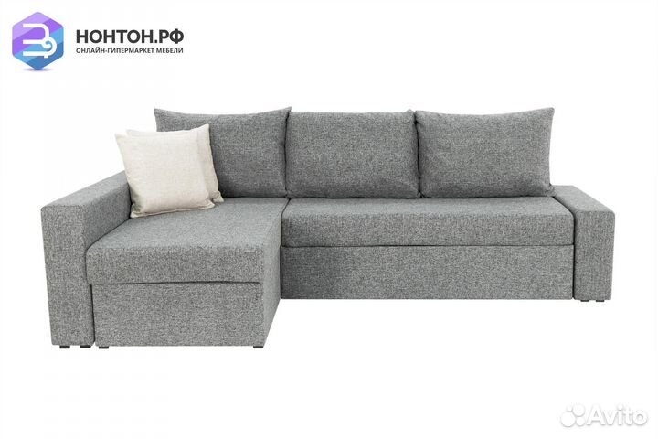 Диван угловой дельфин Версаль рогожка серая