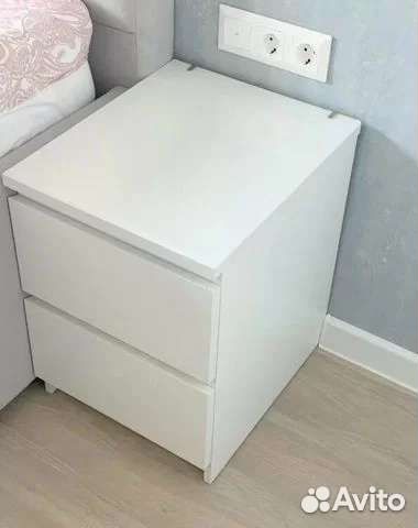 Тумба прикроватная Мальм с 2 ящиками, белая