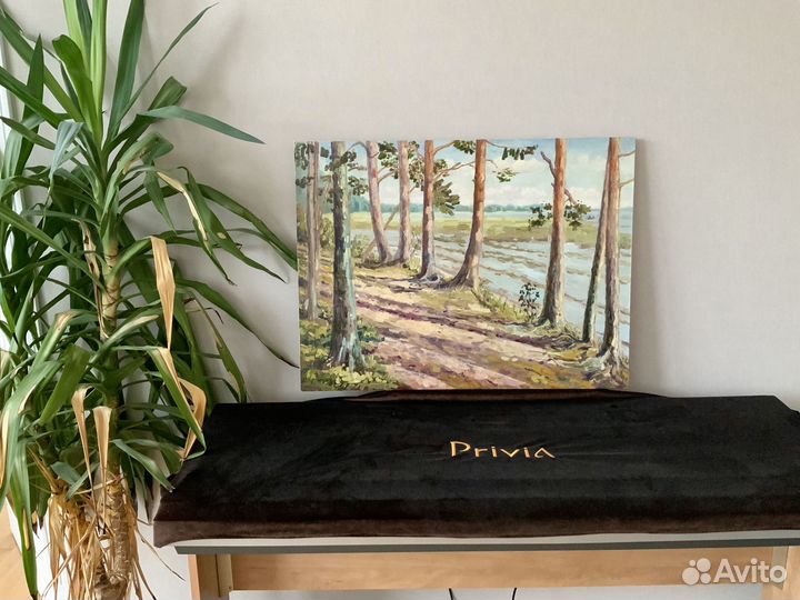 Картина летний пейзаж Дорога вдоль озера 60х80